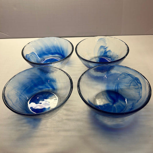 Bormioli Rocco Murano Cobalt Blue Glass Salad Bowls (set of 4)