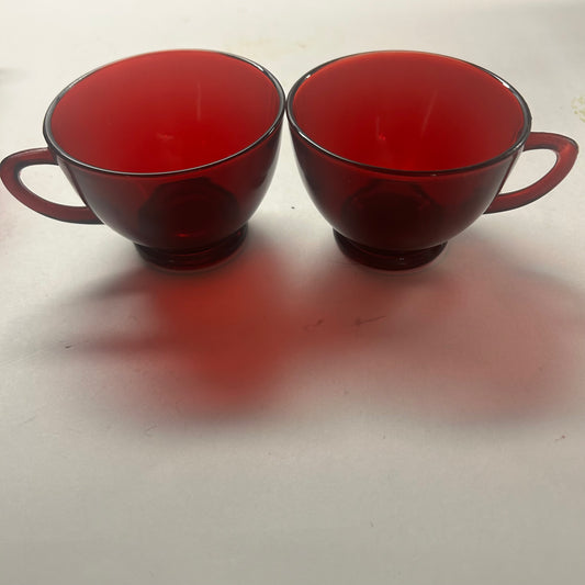 Vintage Royal Ruby Red Punch Cups set of two- Anchor Hocking 1940's-1960's