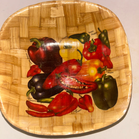 Vintage Small Wood Vegetable Themed Bowls (Set of 2)