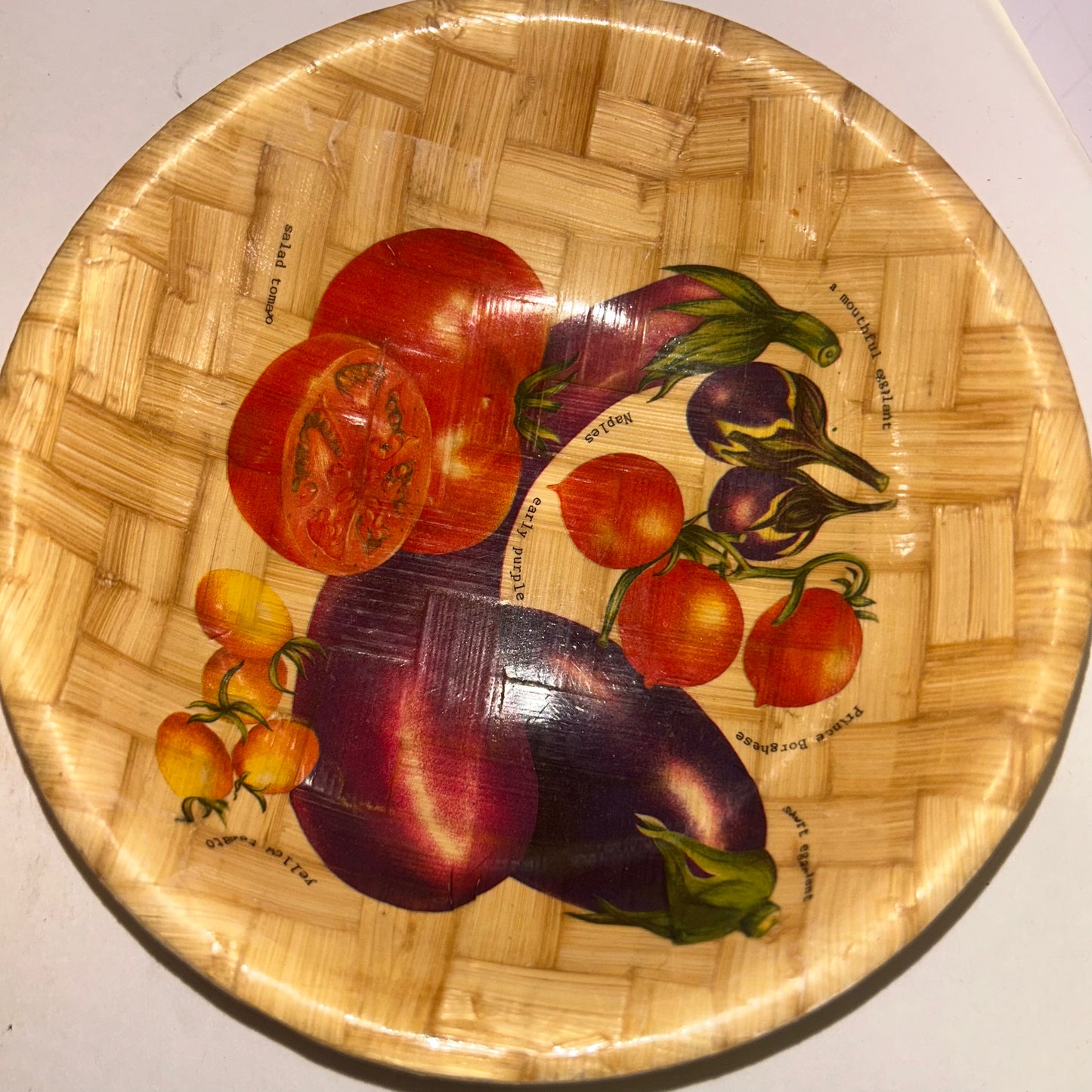 Vintage Small Wood Vegetable Themed Bowls (Set of 2)