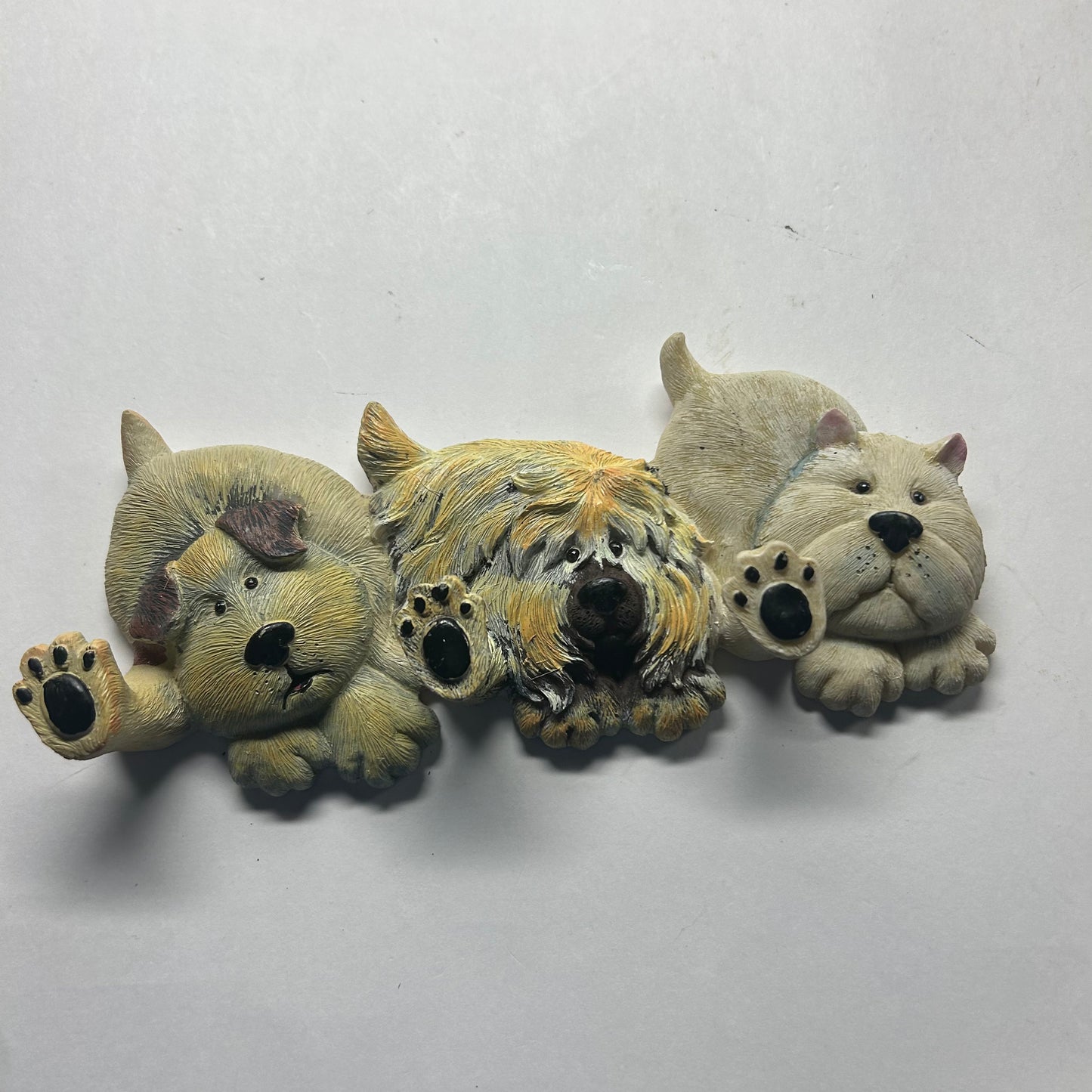 Adorable Ceramic Wall Art Dog Leash Holder with 3 Hooks