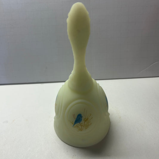 Vintage Ceramic White Bell with Blue Bird Design