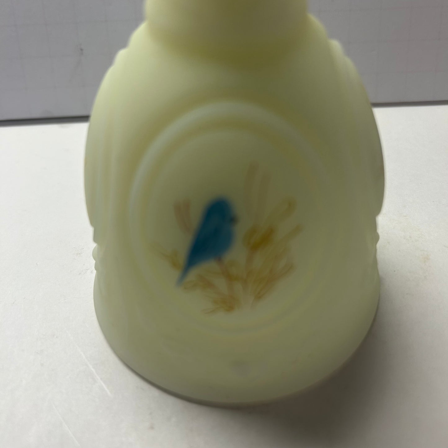 Vintage Ceramic White Bell with Blue Bird Design