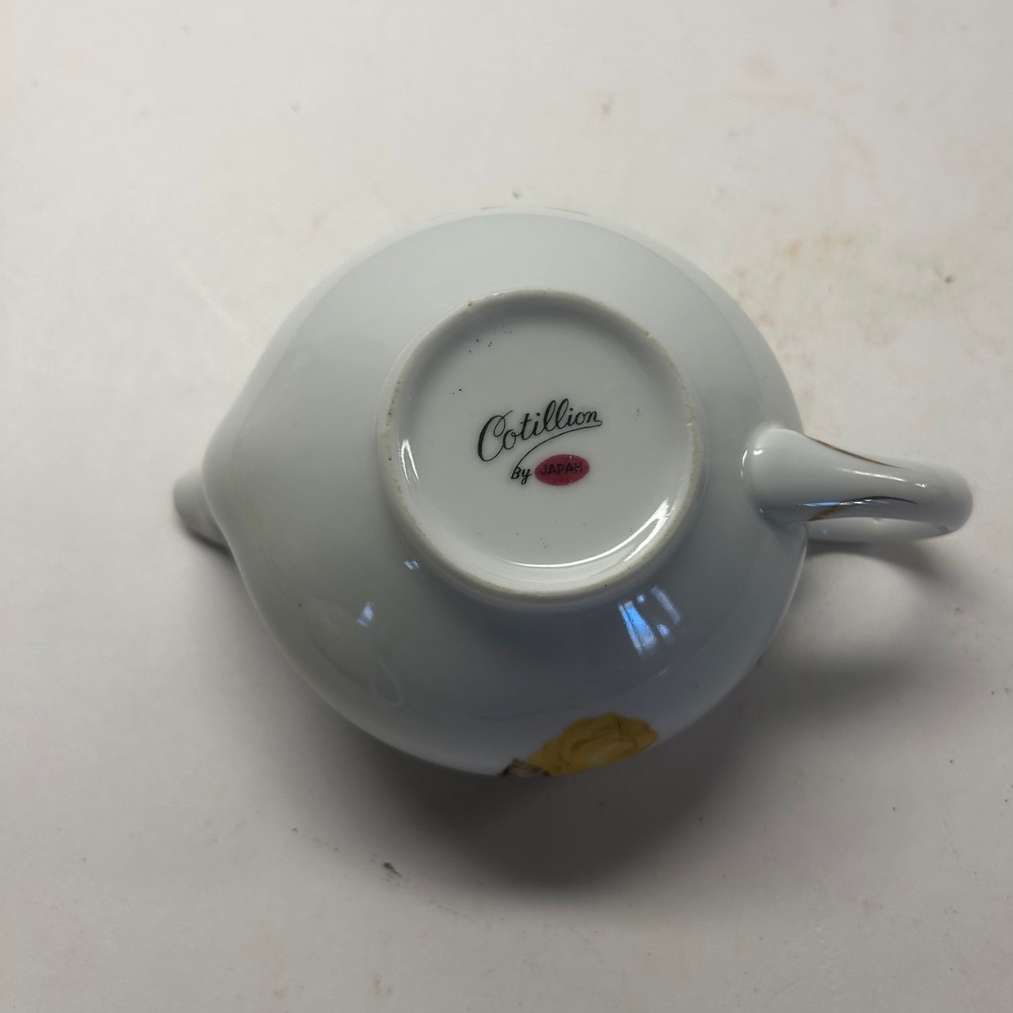 Porcelain White Creamers w/ Gold Trim & Yellow Flower Design