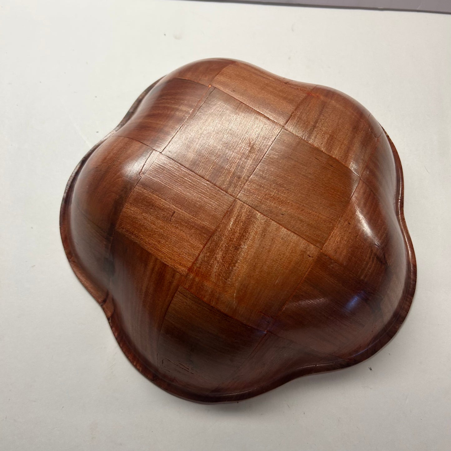 Vintage Wood Fruit/Salad Bowl with Floral Boarder Design