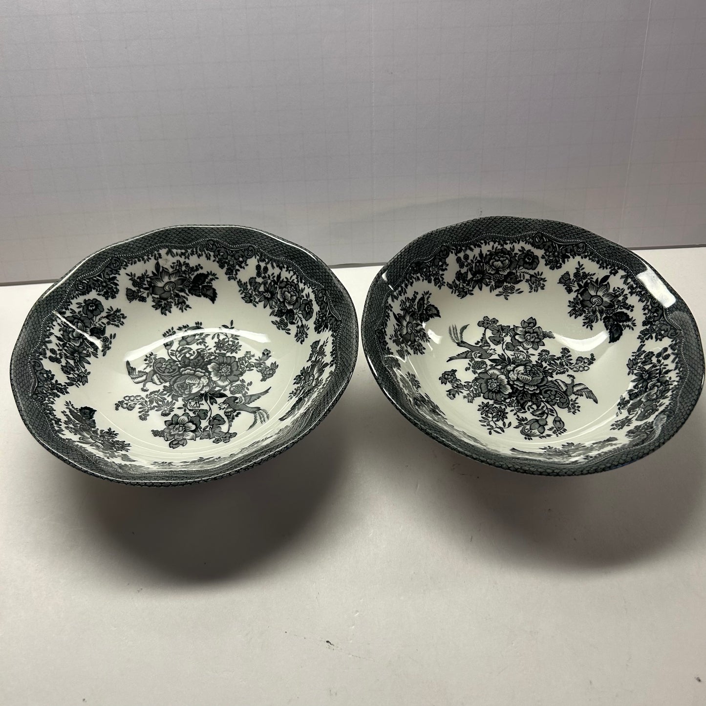 Victorian Black & White Floral Design Bowls (set of 2)