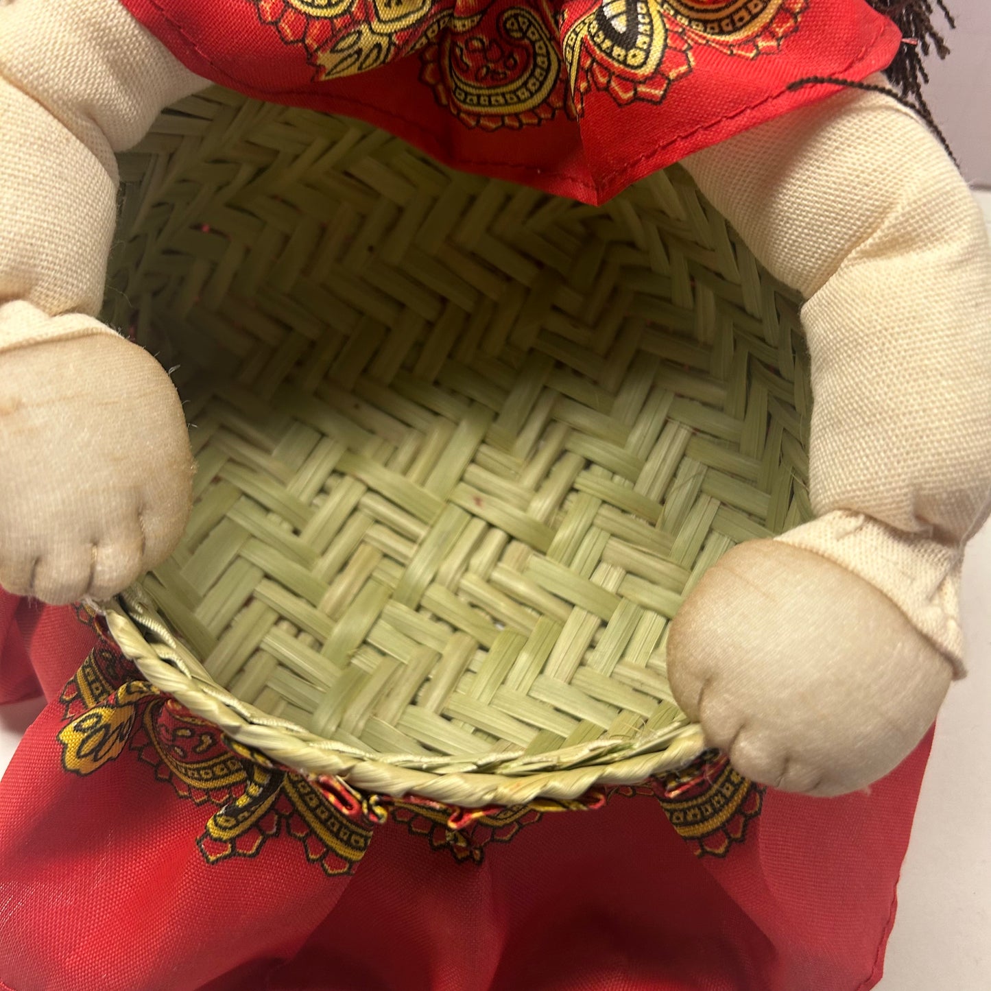 Vintage Decorative Indigenous Cloth Doll Basket