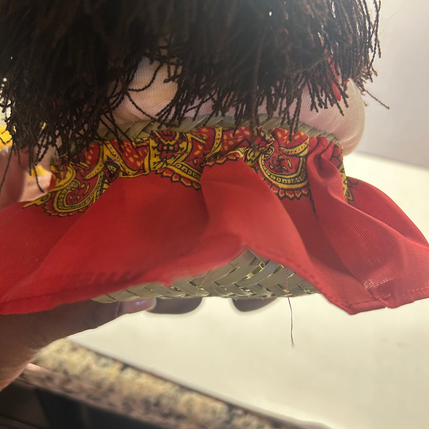 Vintage Decorative Indigenous Cloth Doll Basket
