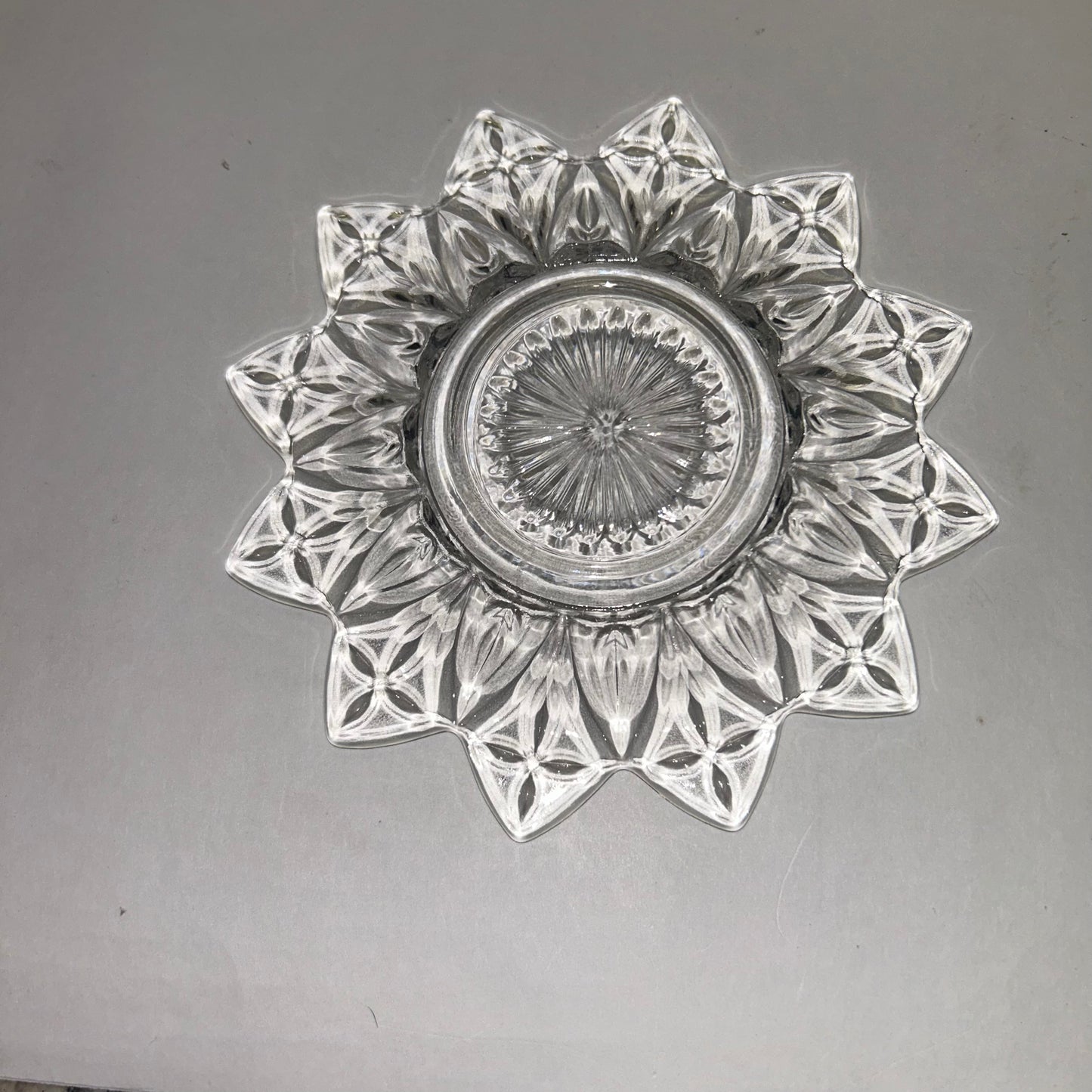 Vintage Federal Glass Flower Design Plate Set