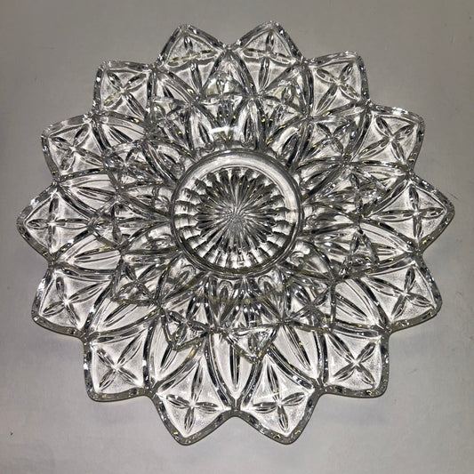 Vintage Federal Glass Flower Design Plate Set
