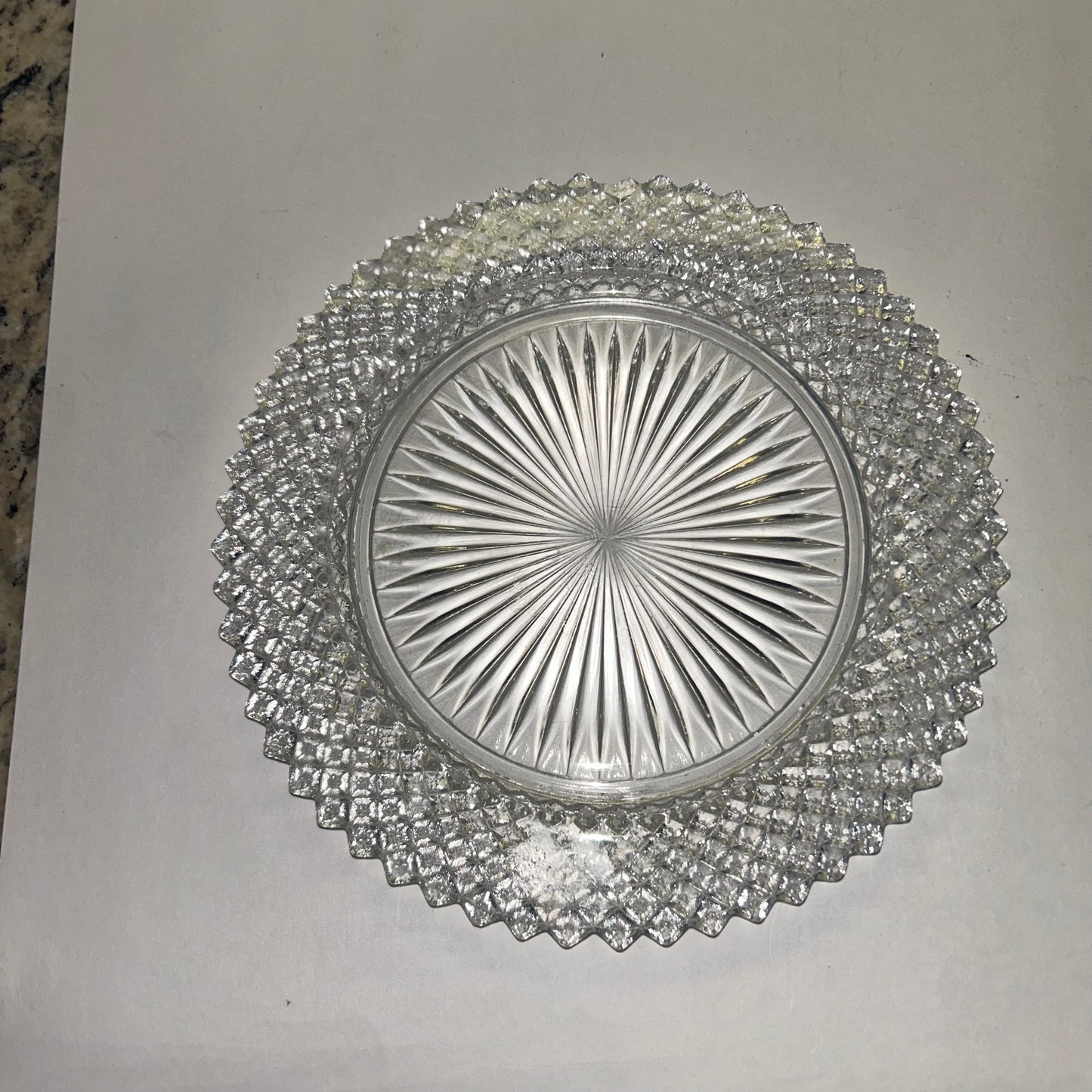 Vintage Princess Diamond Cut Crystal Glass Decor Plate and Bowl (Set of 3)