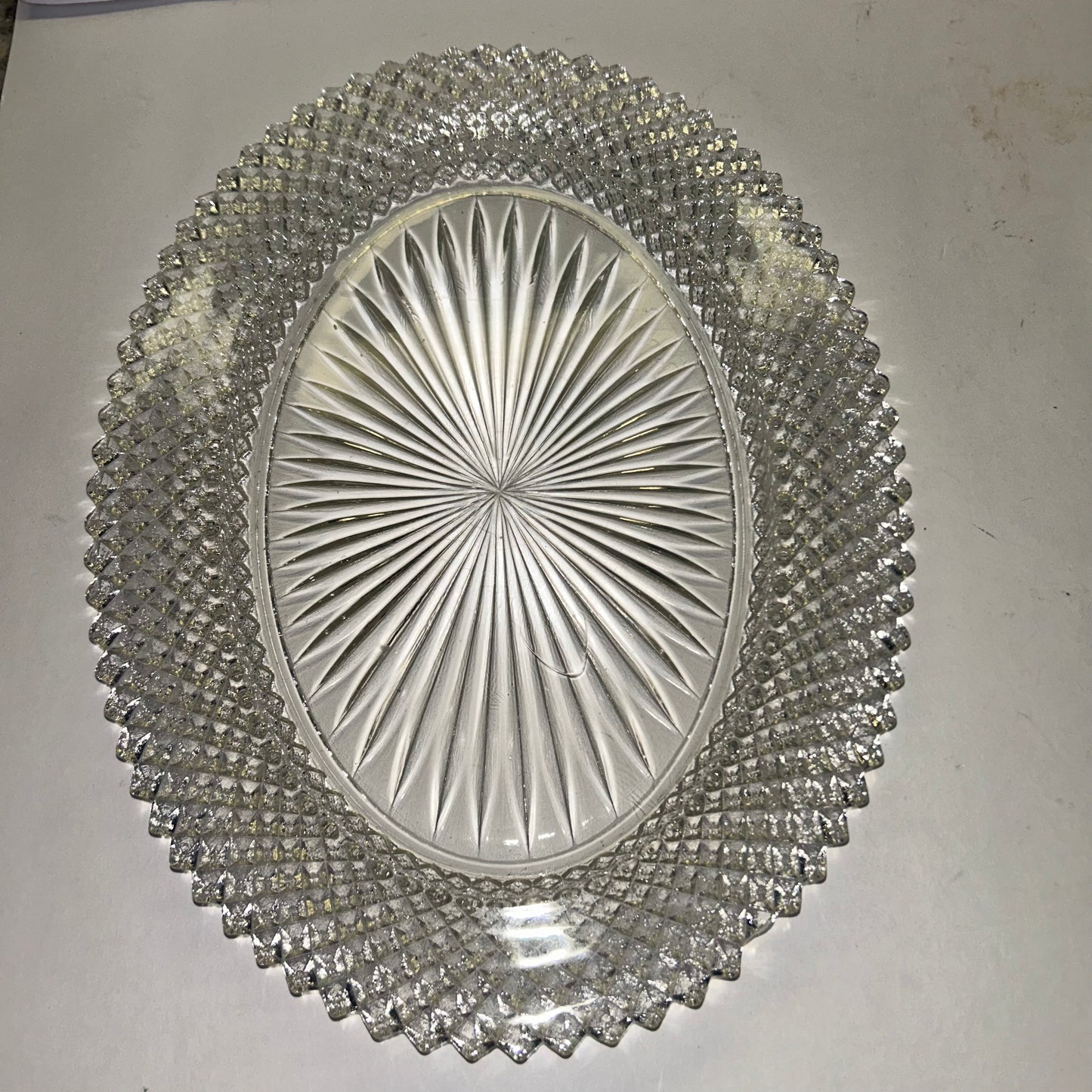 Vintage Princess Diamond Cut Crystal Glass Decor Plate and Bowl (Set of 3)
