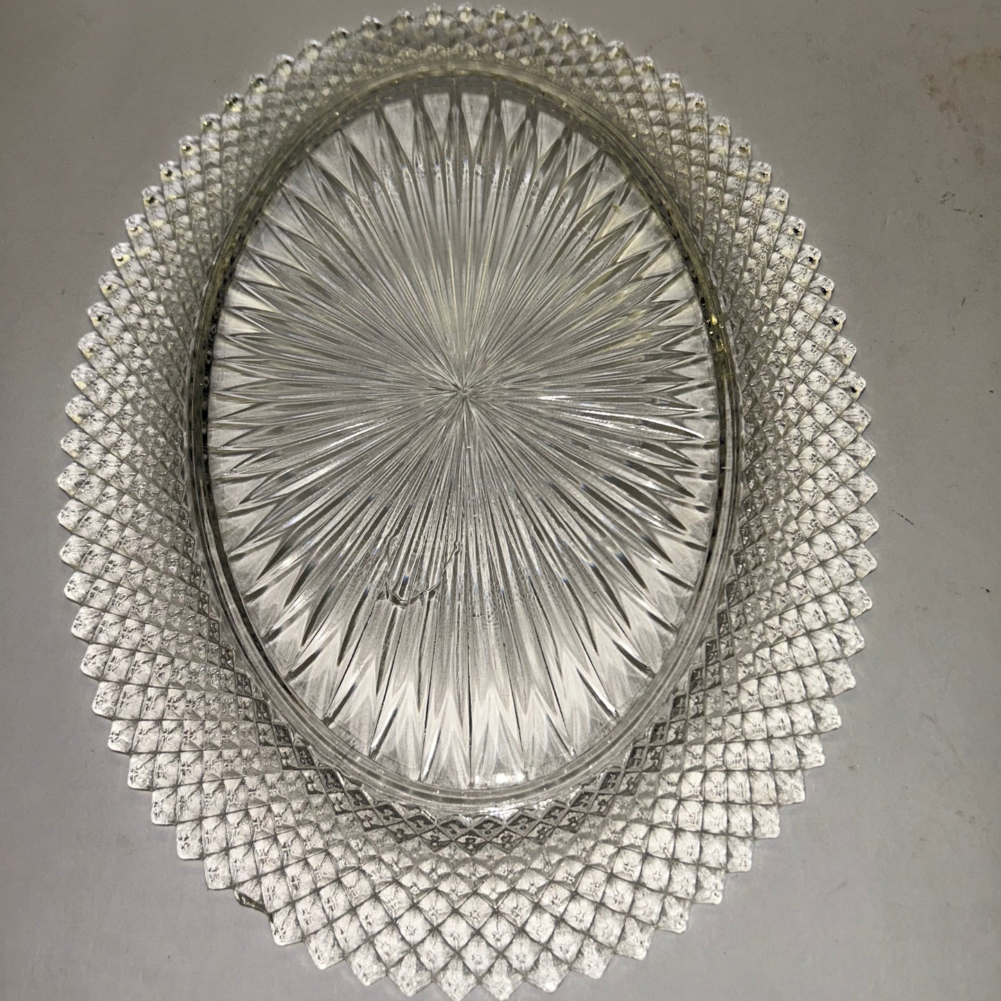 Vintage Princess Diamond Cut Crystal Glass Decor Plate and Bowl (Set of 3)