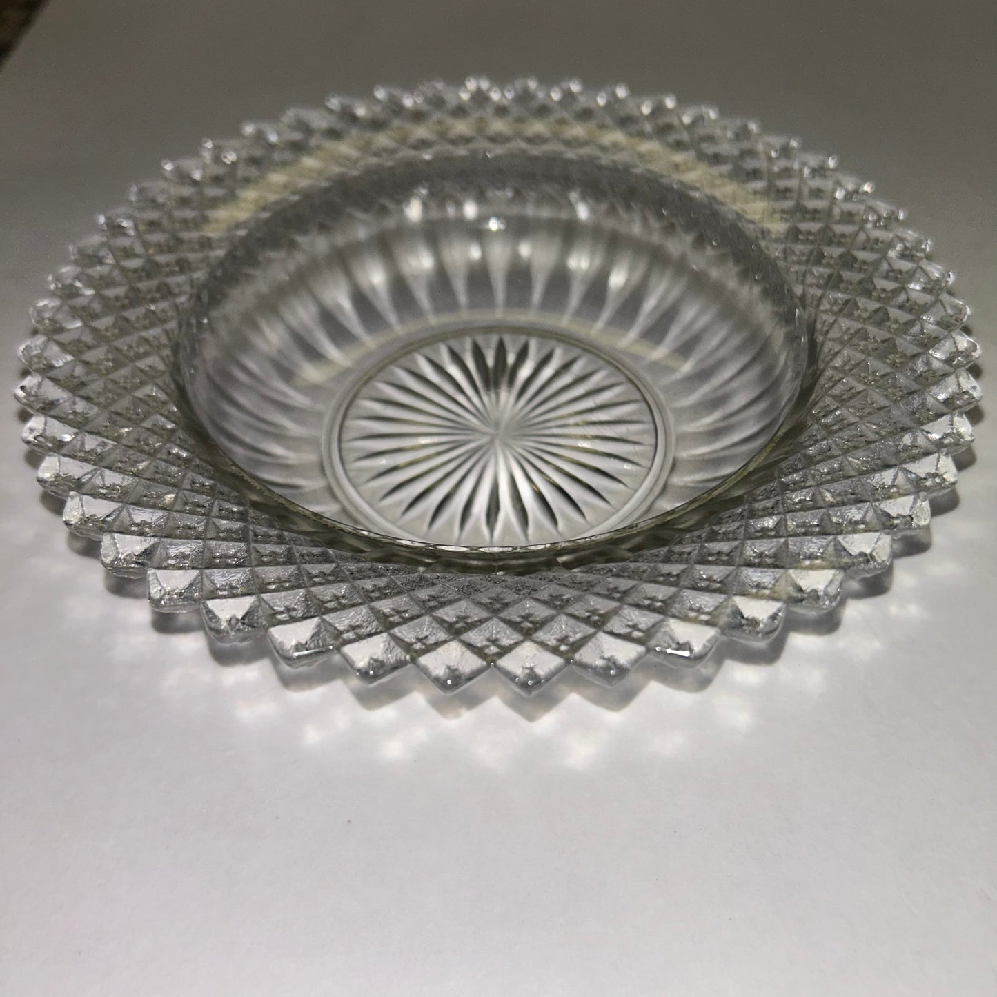 Vintage Princess Diamond Cut Crystal Glass Decor Plate and Bowl (Set of 3)