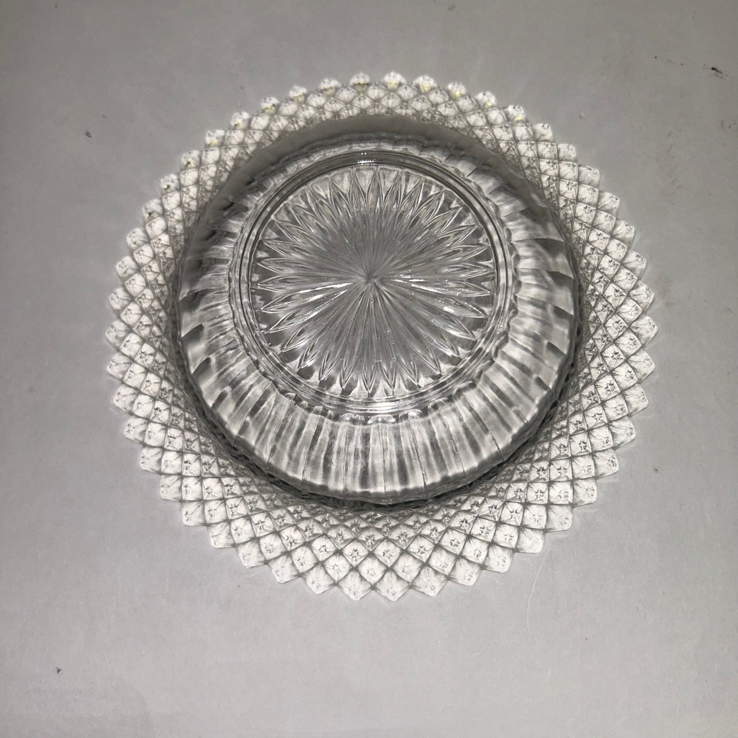 Vintage Princess Diamond Cut Crystal Glass Decor Plate and Bowl (Set of 3)