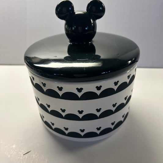 Disney Mickey Mouse Black & White Cannister Jar w/ Black Lid