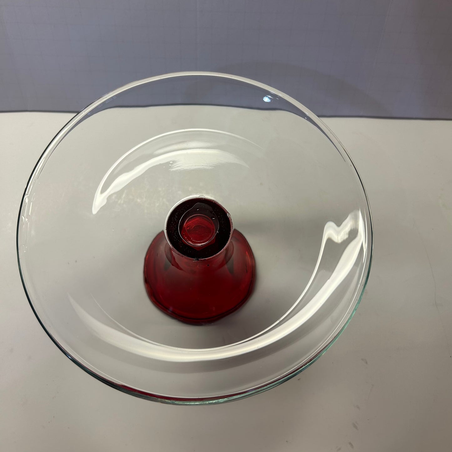 Red Pedestal Glass Dessert Dish
