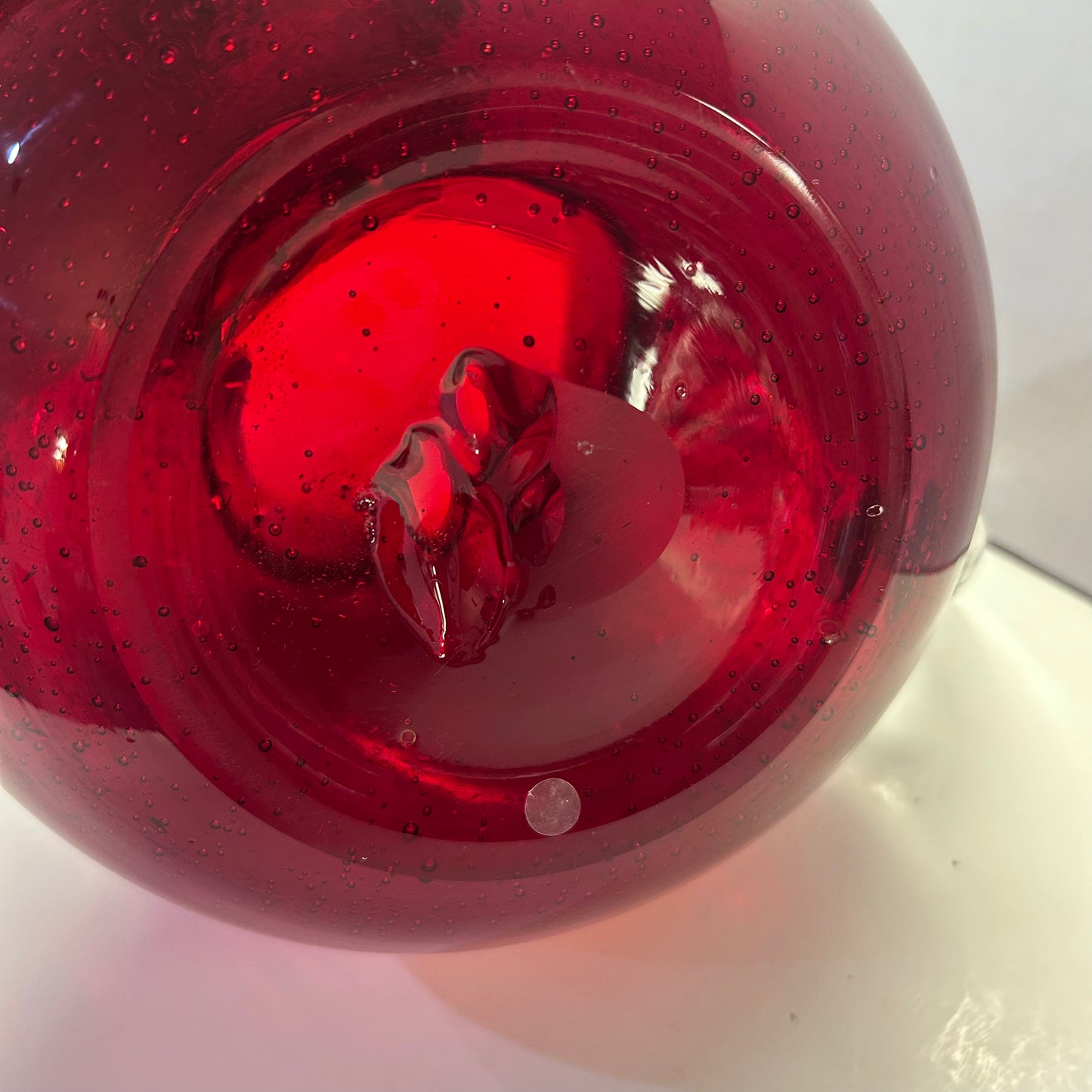 Ruby Red Glass Pitcher w/ Clear Handle