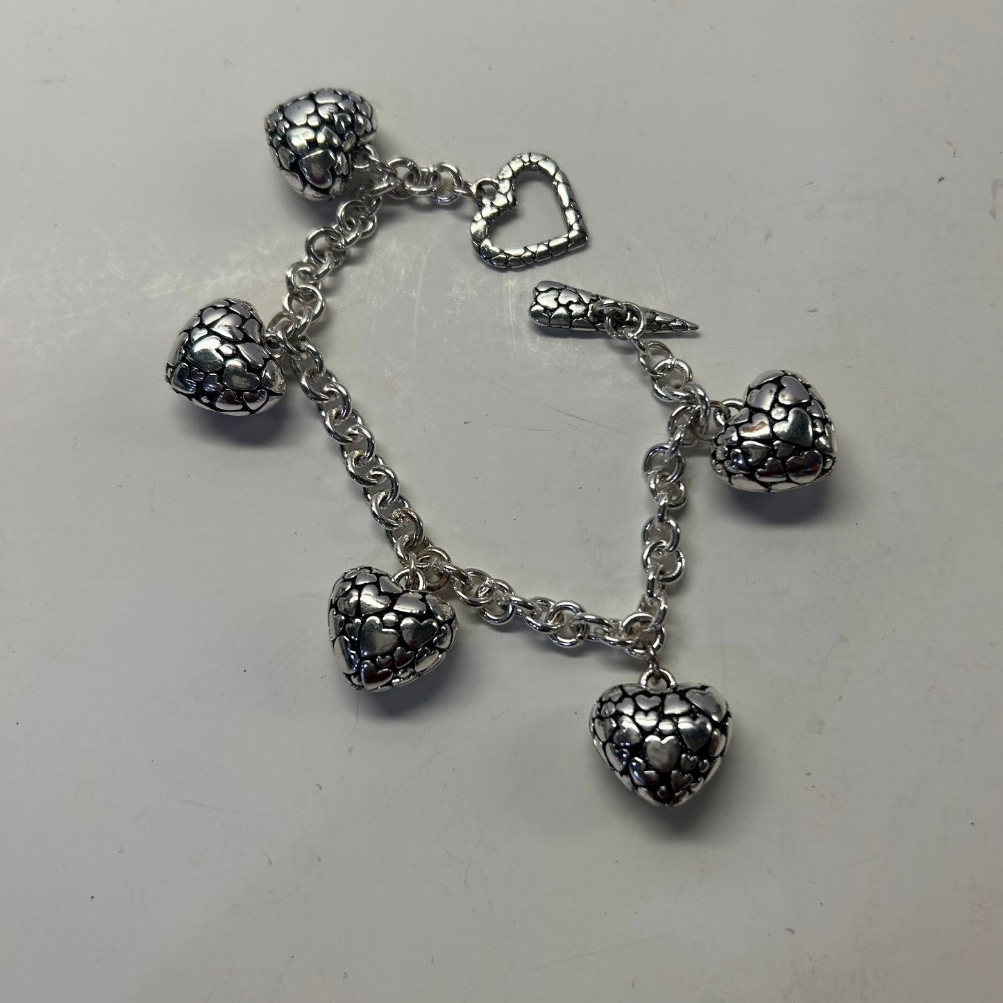Silver Heart Charm Bracelet (Lg size)