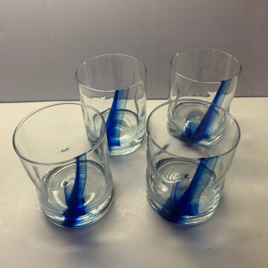Crisa Libby Blue Ribbon Cobalt Blue Drinking Glasses (set of 4)