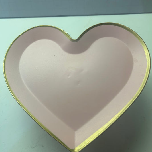 Pink Heart Pedestal Trinket Dish w/ Gold Trim