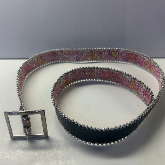 Pink Glitter Belt w/ Silver Beaded Trim for Girls 31”