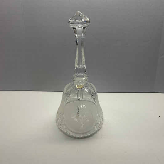 Vintage Crystal Table Bell with Frosted Rose Design