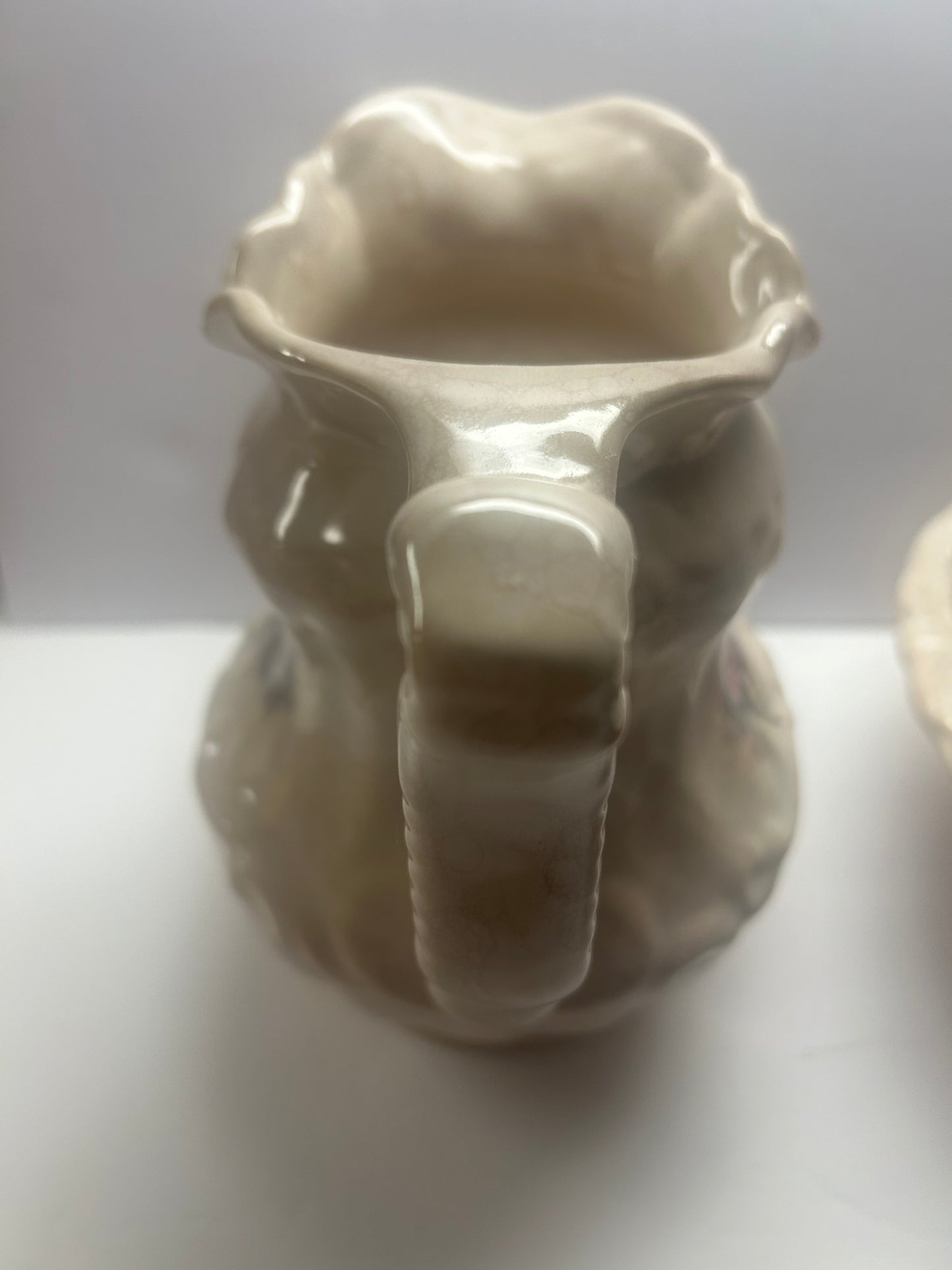 Vintage ceramic and crackle with floral design patterned Pitcher and bowl set