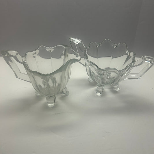 Glass Creamer and Sugar Dish