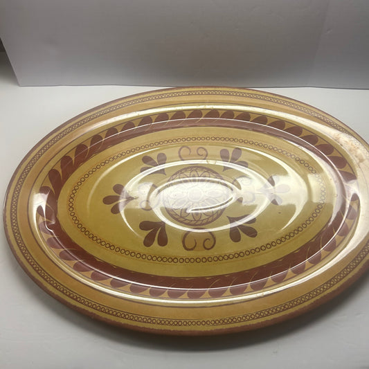 Large Yellow and Red Floral Design Serving/Decor Tray 20x 15”