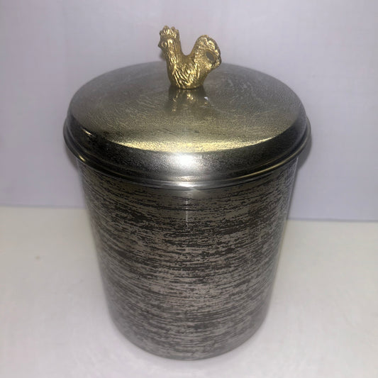 Canister Storage Container metal w/ Gold Rooster on Lid