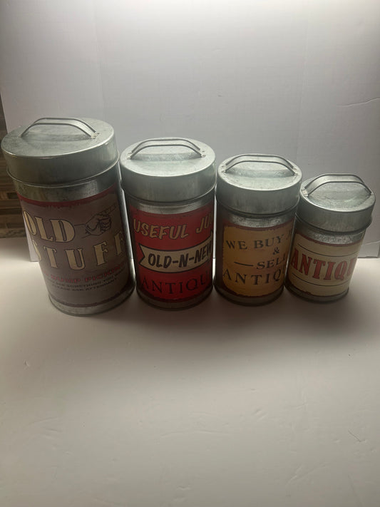 Antique Styled Metal Canisters/Storage Containers(set of 4)