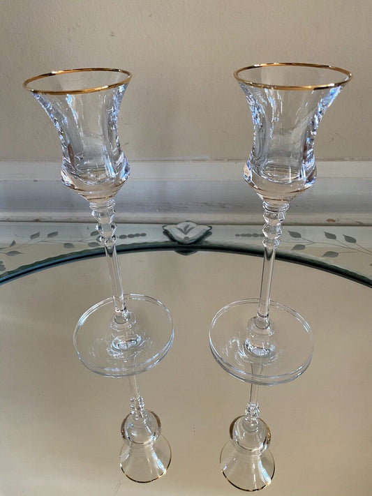 Mikasa Crystal Tapered Gold Rim Candle Holders (Set of 2)