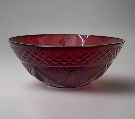 Vintage Ruby Red Glass D’ARQUES DURAND “Antique” Bowl (Set of 8)