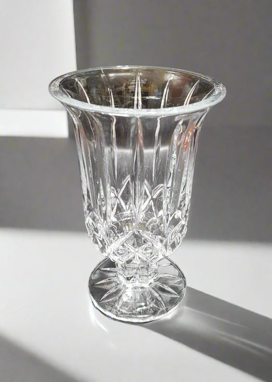 ST George Crystal Pedestal Vase Glasses (4 Count) 7" Vintage