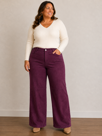 Maroon Faux Suede Wide Leg Pants Women’s Size 2X by Fashion Nova