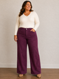 Maroon Faux Suede Wide Leg Pants Women’s Size 2X by Fashion Nova