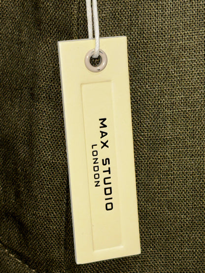 Max Studio London Women’s Olive Green Wide Leg Blended Linen Trouser Pants size XL