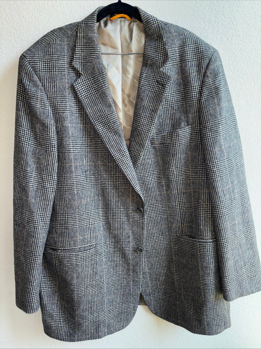 Thomas Grant, houndstooth plaid 100% camel hair suit jacket 46 long