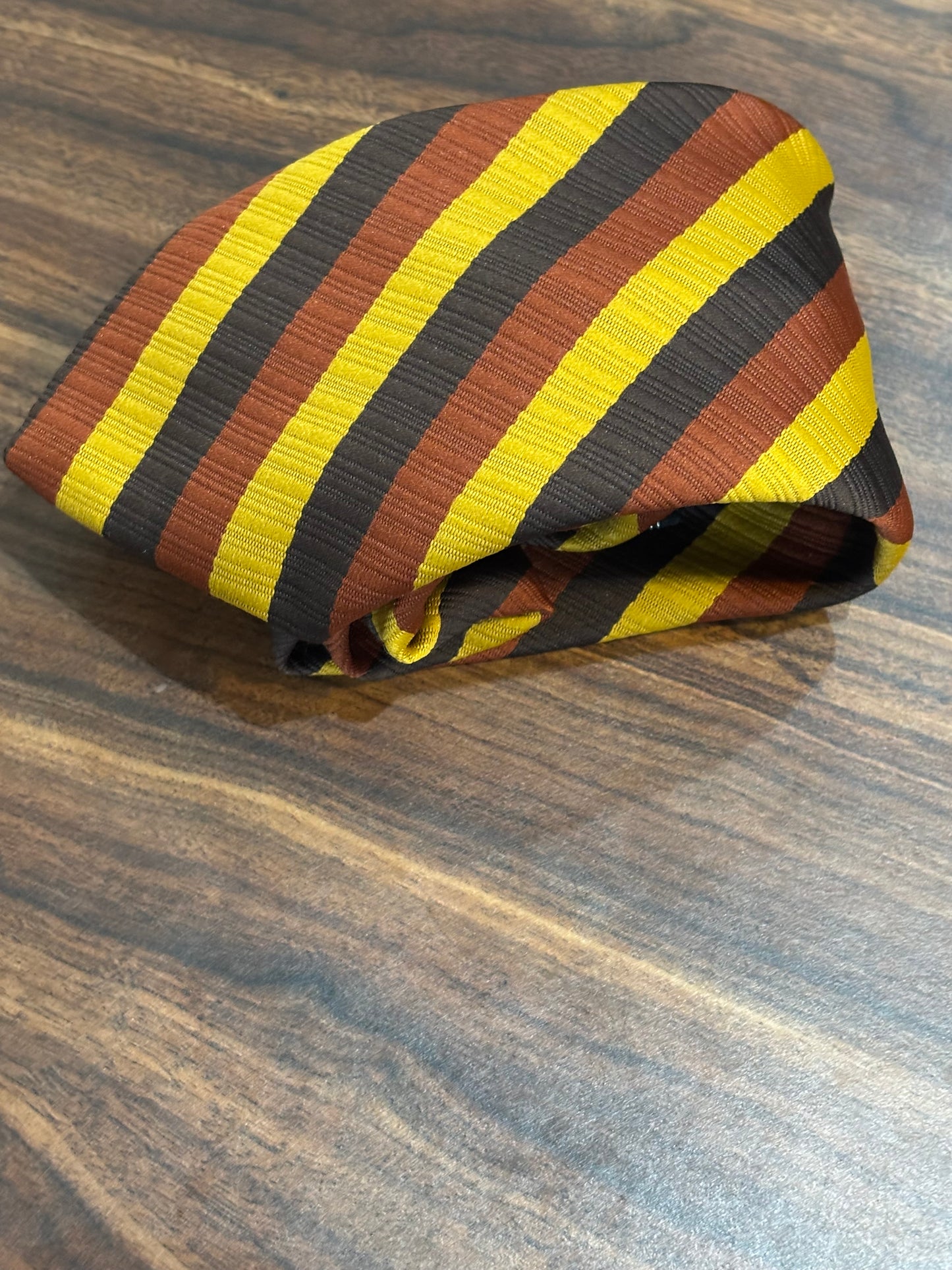 The Men’s Store Yellow, Brown, Black Striped Tie 56”