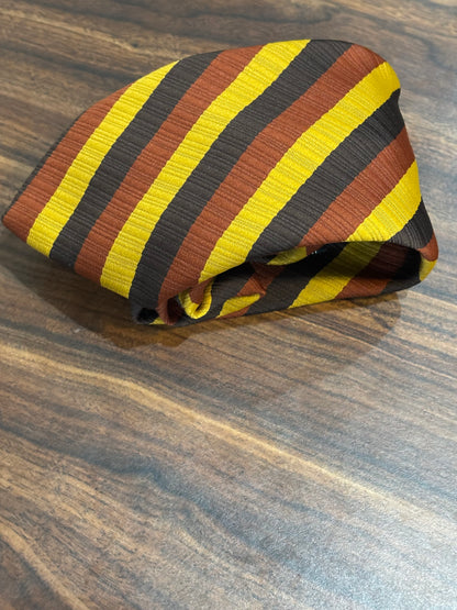 The Men’s Store Yellow, Brown, Black Striped Tie 56”