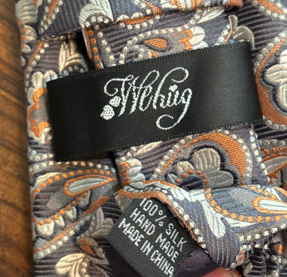 Wehiig Blue Paisley Design Tie 56” 100% Silk