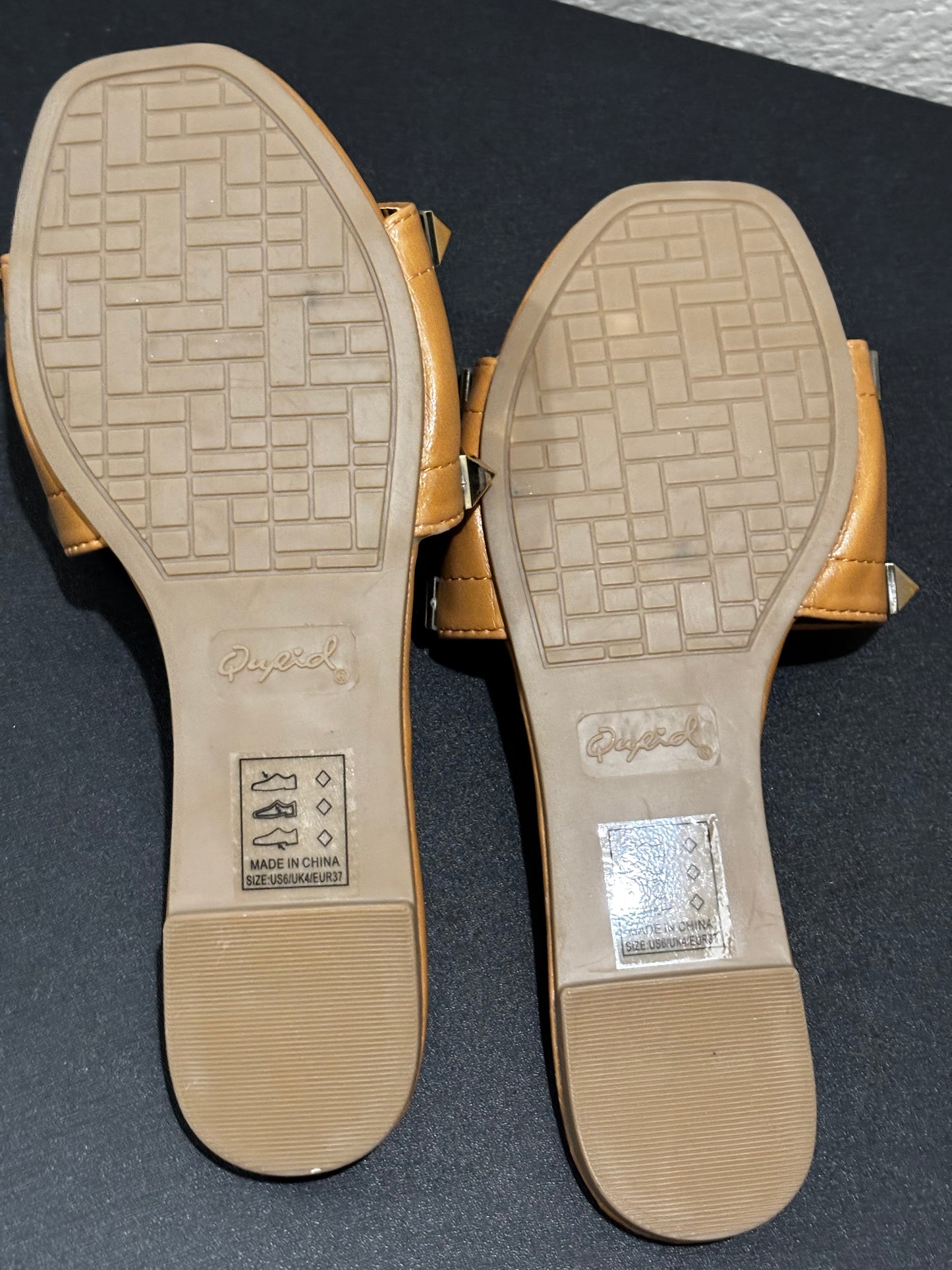 Qupid Tan Studded Faux Leather Women’s Slip on Shoes size 6