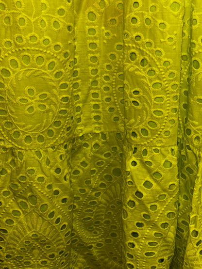 Skies Are Blue Neon Yellow eyelet Midi Dress Women’s size Medium