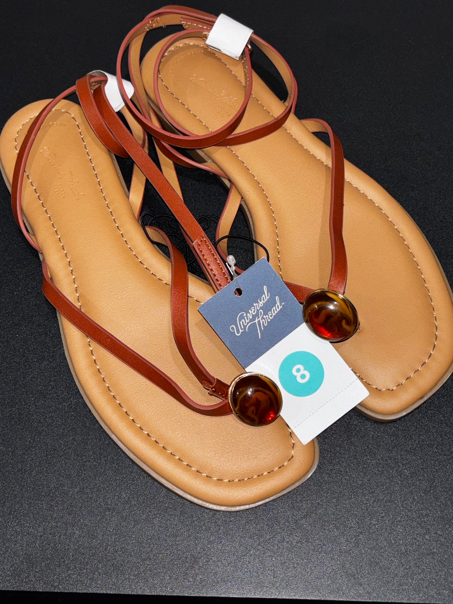 Universal Thread Thong Ankle wrap sandals with decorative stone Women’s size 8 NWT