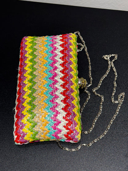 Miztique Multicolor Shoulder Handbag with Silver Chain Strap