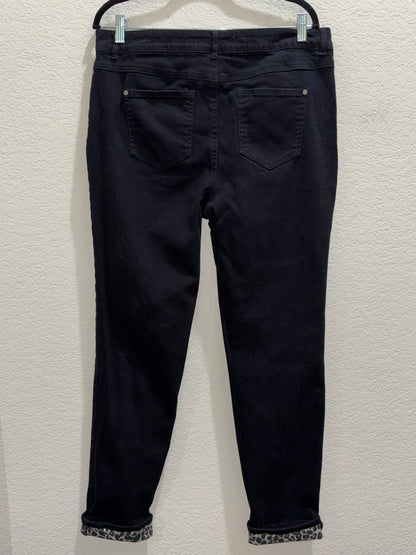 EST. 1946 Denim Black with Leopard Pattern Accent size 16