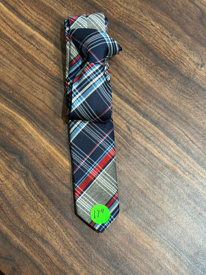 Boys Snap On Bow Tie w/ Plaid Design Tie 17”