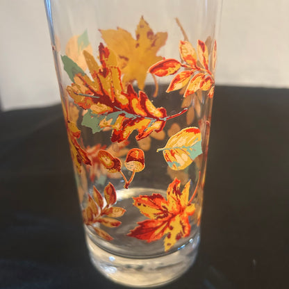 Autumn Fall leaf vintage 12oz glass Tumblers set of 4
