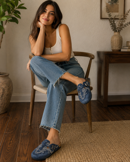 Denim Jean Western Style Slider shoes Women’s 9